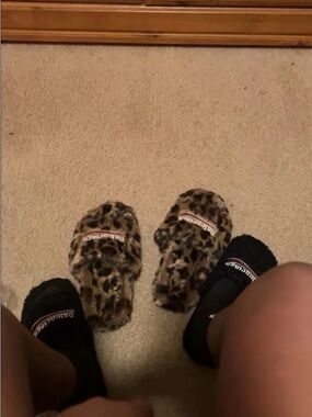 Balenciaga Leopard Print Faux Fur Slide Sandals - Brown/Tan